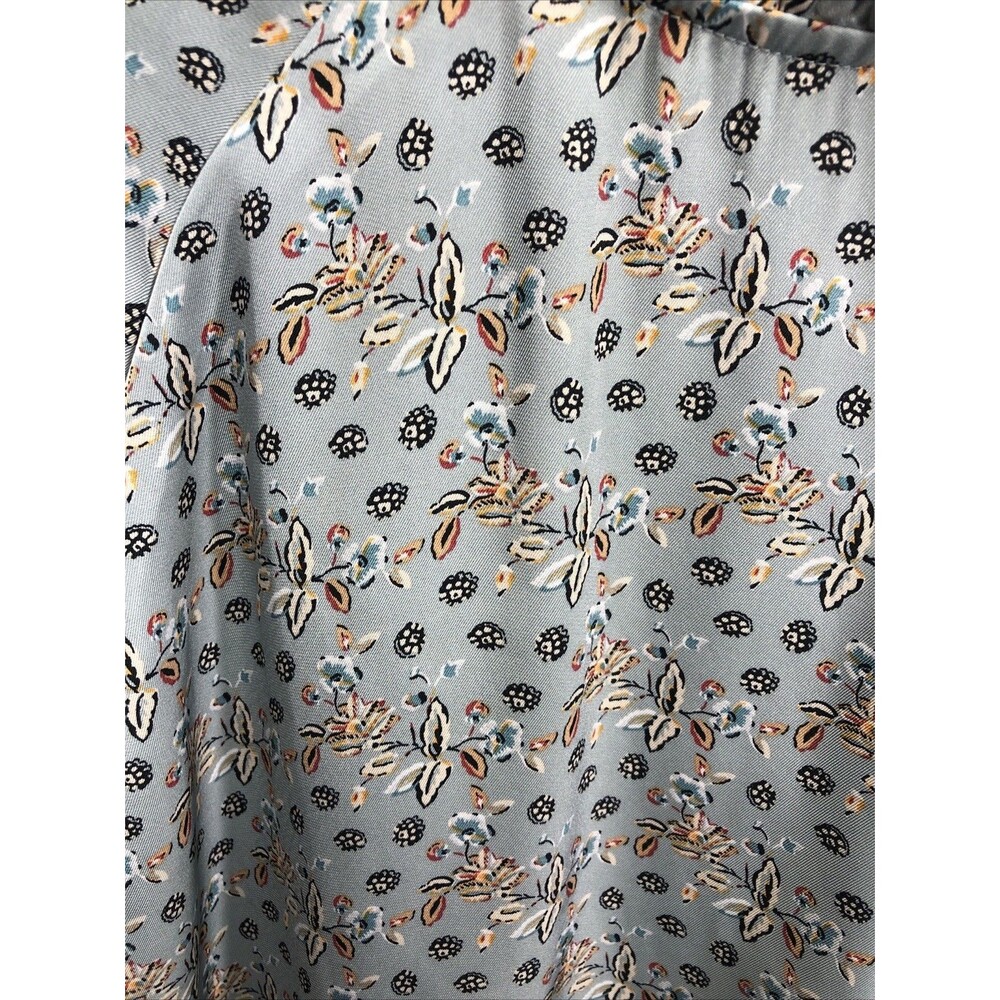 Ann Taylor Blouse Size XL Floral Mock Ruffle Neck Floral Thick Band Cuff - Picture 4 of 12